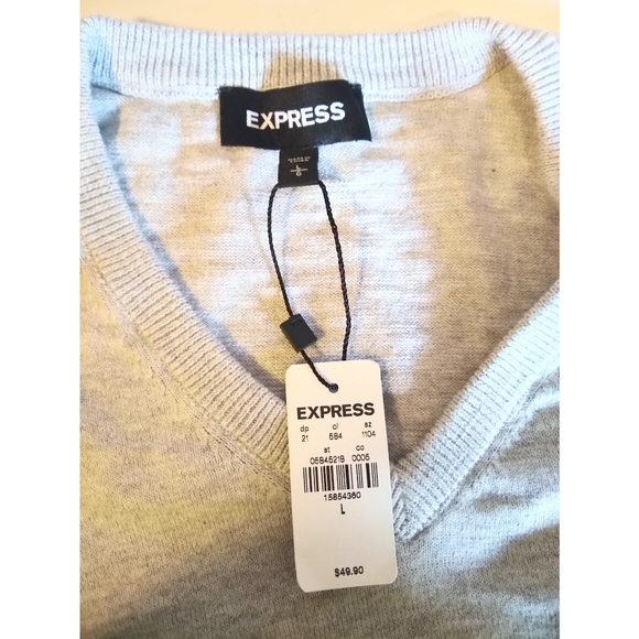 Express V Neck Sweater Gray Grey Mens Size LG - Picture 4 of 4